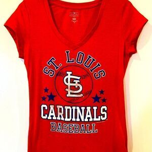 ST. LOUIS CARDINALS Women's V-NECK Cotton Tee Med